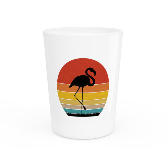 Funny Novelty Tropical Flamingos Tee Shirt Gift	Retro Vintage Sunset Silhouette Flamingo Men Women T Shirt Shot Glass