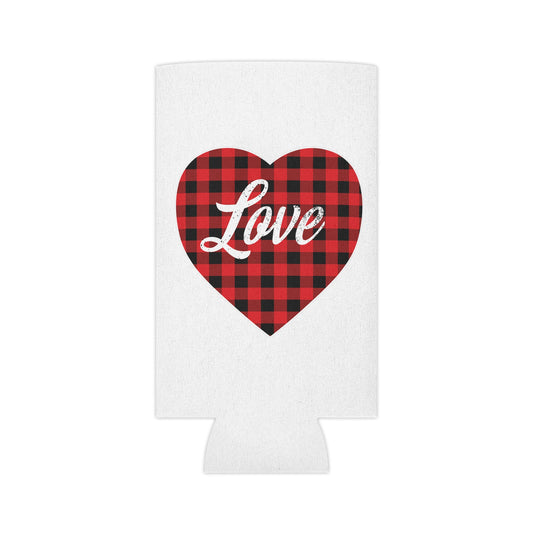 buffalo plaid heart 2 Can Cooler