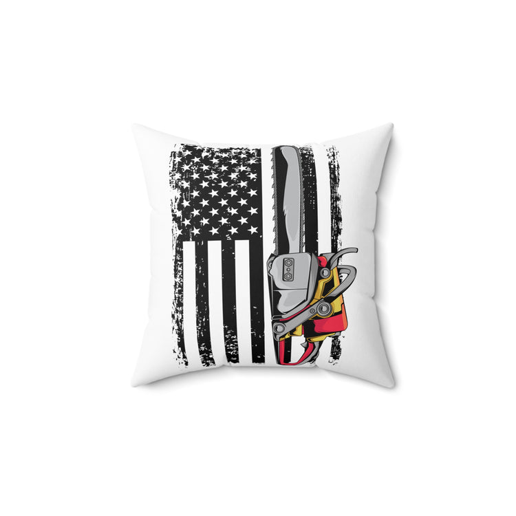 Humorous Retro Nationalistic Woodworking Carpenter Lover Spun Polyester Square Pillow