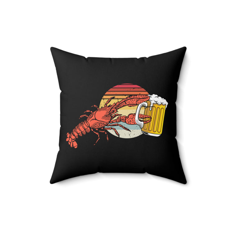 Hilarious Lobsters Opening Drinks Vacationing  Vintage Seafood Spun Polyester Square Pillow