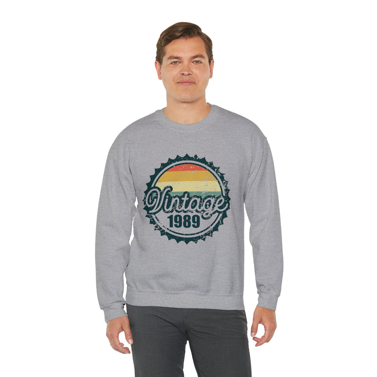 Vintage Thirties Birthday Distressed Illustration Funny Mockery Unisex Crewneck Sweatshirt