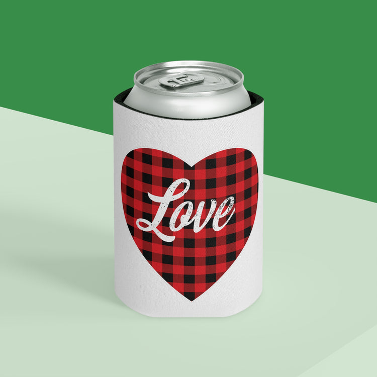 buffalo plaid heart 2 Can Cooler