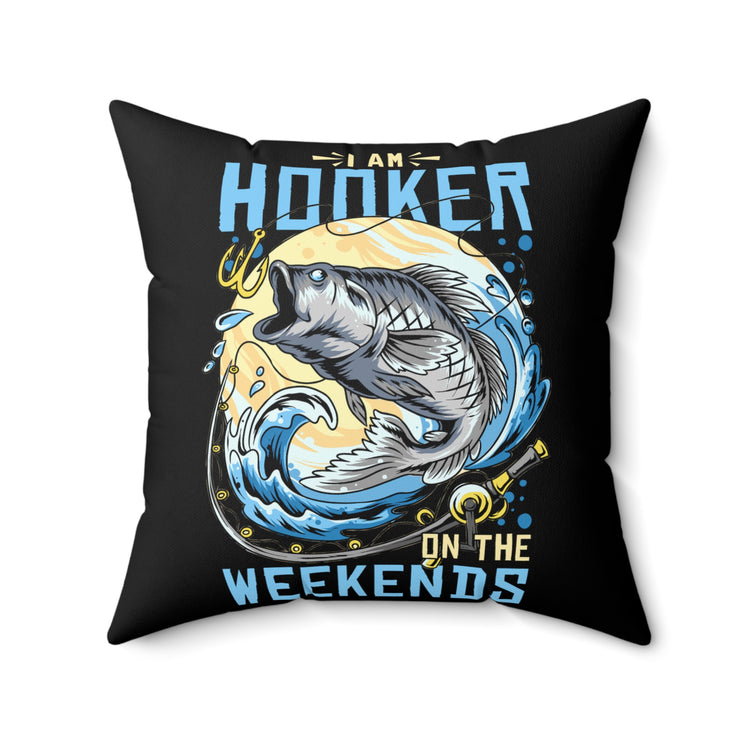 Humorous Fishing Enthusiasts Distressed American Fishermen Puns Spun Polyester Square Pillow