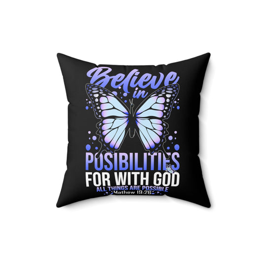 Inspiring Fighting Prayer Christians Uplifting Catholic Spun Polyester Square Pillow