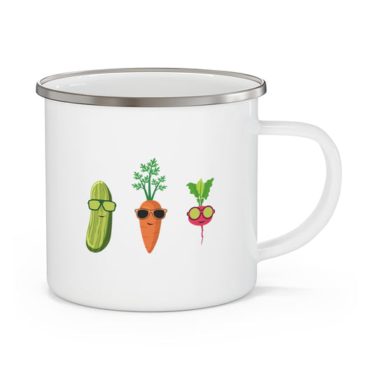 Humorous Carrots Plants Beets Leeks Sunglasses Shades Lover Enamel Camping Mug