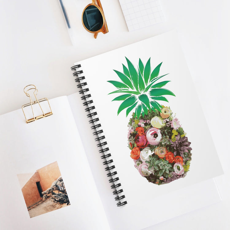 Floral Pineapple Aloha Summer Vegan Spiral Notebook - Ruled Line