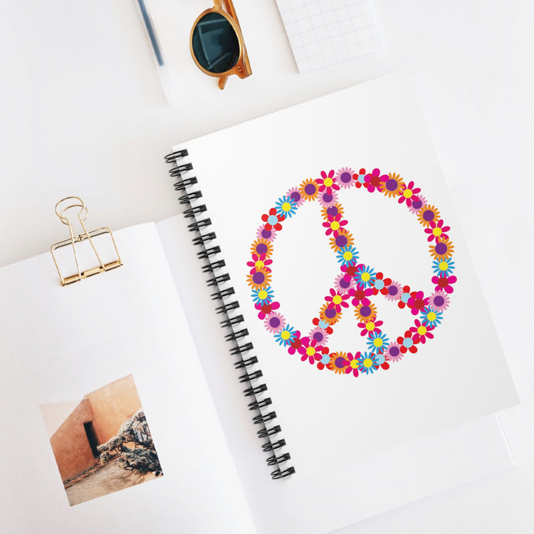 Floral Peace Sign Aesthetic Clothing Peace Botanical Gypsy Clothing  Spiral Notebook - Ruled Line