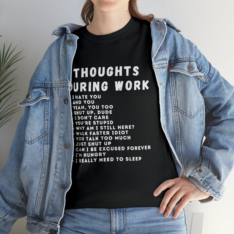 Shirt Funny Thoughts While Working Introverts Serenity Mindfulness Professional Inner T-Shirt Unisex Heavy Cotton Tee