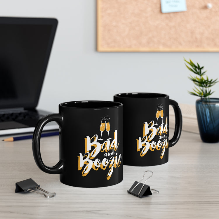 Bad and Boozie Engagement Shirts Wifey Bridal Shower Black mug 11oz