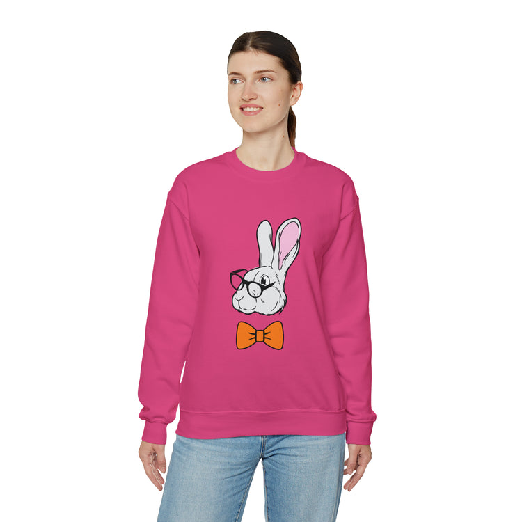 Funny Christian Egg Hunting Brainy Nerd Bunny Unisex Crewneck Sweatshirt