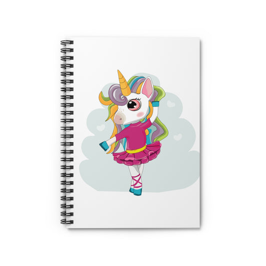 Ballet Dancer Enchanted Rainbow Unicorn Spiral Notebook - Ruled Line