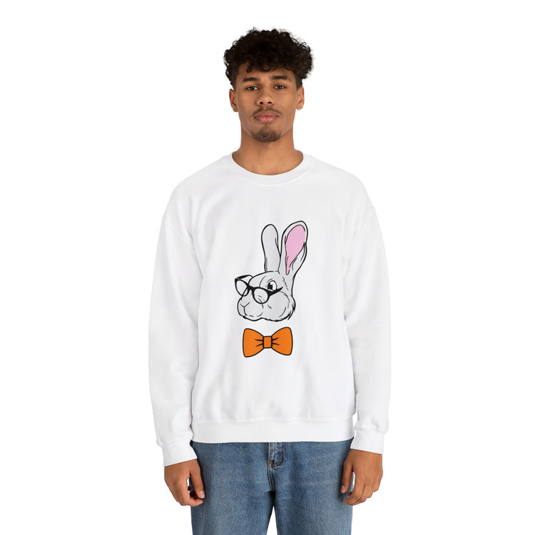 Funny Christian Egg Hunting Brainy Nerd Bunny Unisex Crewneck Sweatshirt