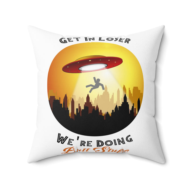 Humorous Intergalactical Illustration Enthusiasts Extraterrestrial Spun Polyester Square Pillow