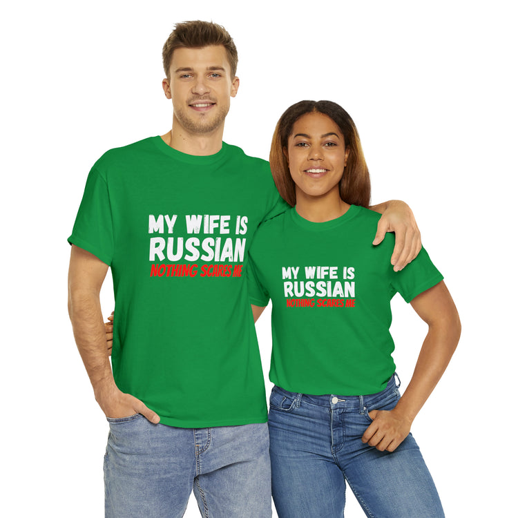 Shirt Funny My Wife's Russian Introvert Sayings Heritage Spouse T-Shirt Unisex Heavy Cotton Tee