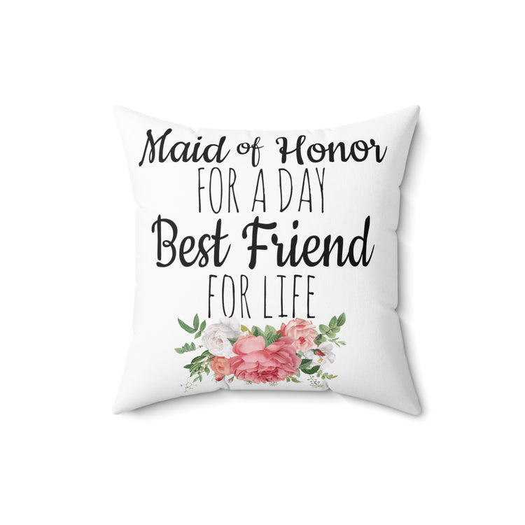 Humorous Bridal Besties Wedding Festivities Statements Pun Spun Polyester Square Pillow