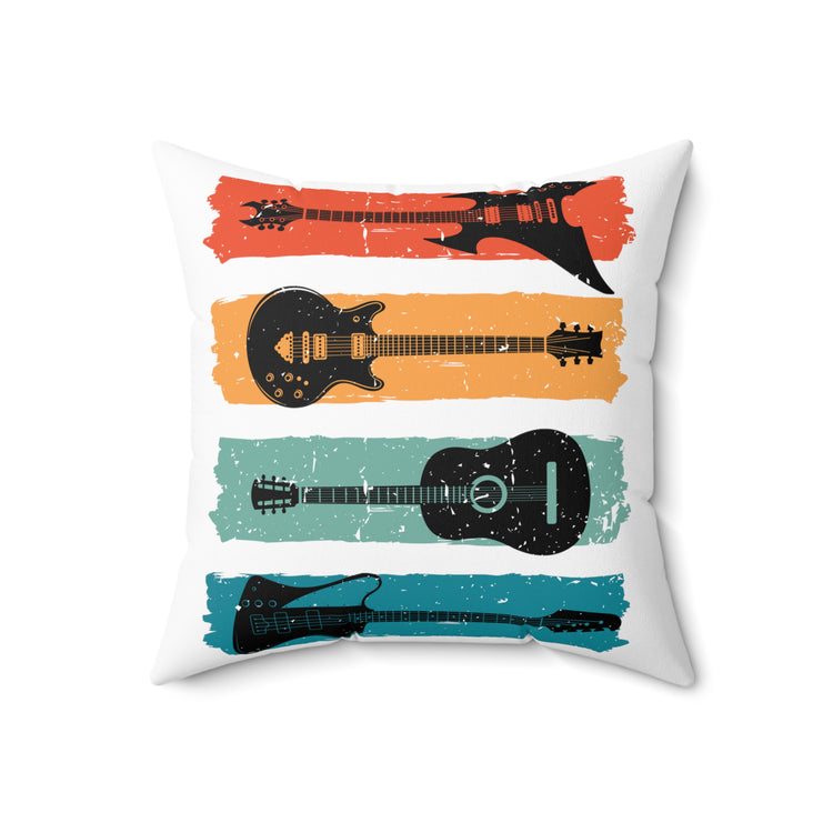 Humorous Old-Fashioned Electronic Guitars Music Performing Spun Polyester Square Pillow