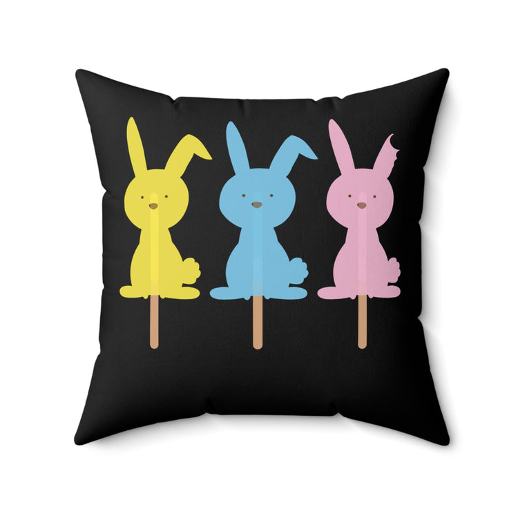 Easter Bunny Peepsicles Christians Holiday Men Wom Spun Polyester Square Pillow