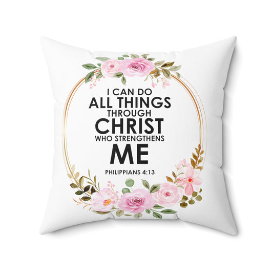 Inspirational Minimalists Christianity Devotee Religious Uplifting Scriptures Verses Spun Polyester Square Pillow