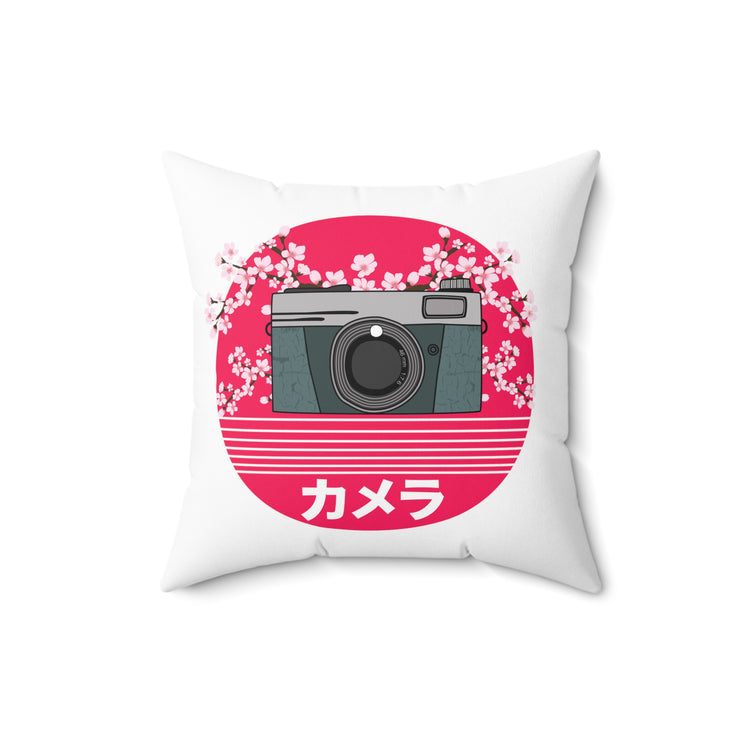 Hilarious Old-Fashioned DSLR Photography Cameraman Spun Polyester Square Pillow