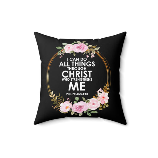 Inspirational Minimalists Christianity Devotee Statements  Uplifting Scriptures Verses Spun Polyester Square Pillow