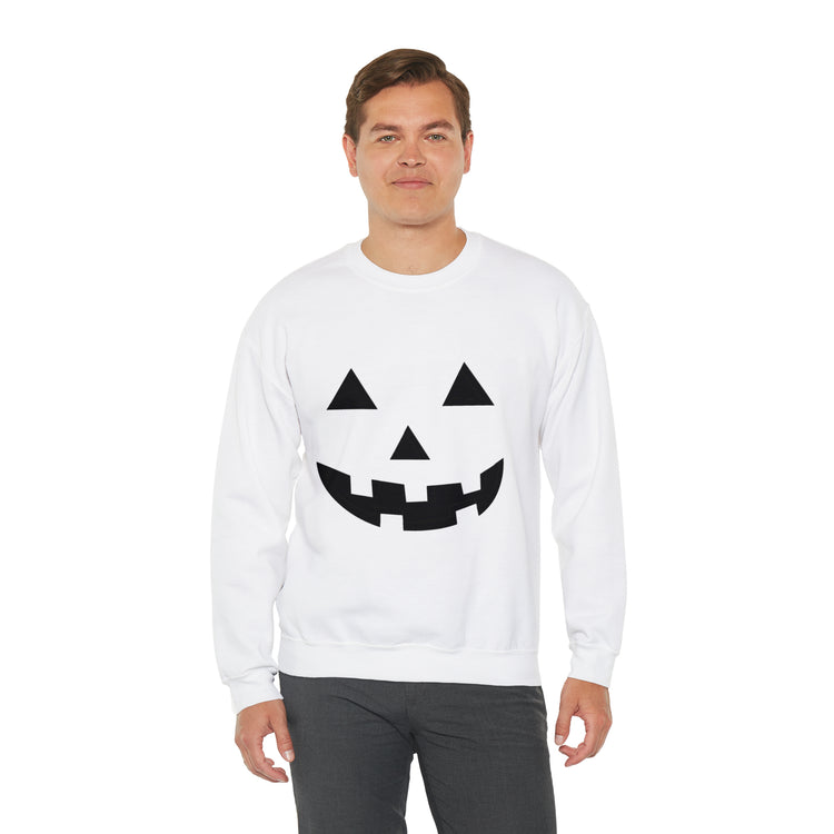 Humorous Pumpkins Illustration Tricks Treats Graphic Gag Unisex Crewneck Sweatshirt