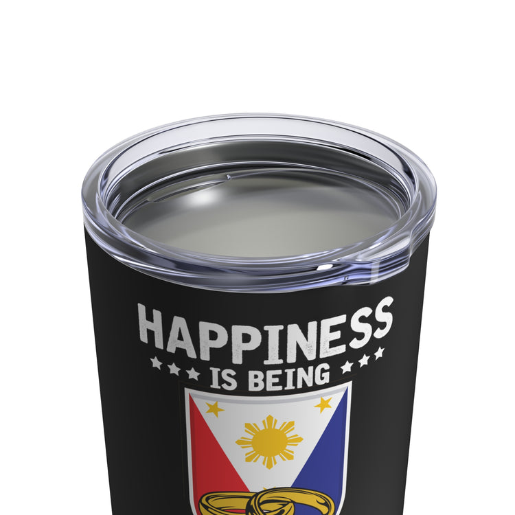 Humorous Happiness Is Married To Filipino Asian Wife Husband Novelty Marriage Nationalistic Philippines Flag Tumbler 10oz