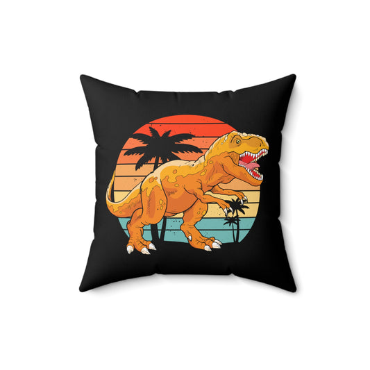 Vintage Tyrannosaurus Enthusiasts Outline Retro Dinosaurs Environmentalist Graphic Spun Polyester Square Pillow