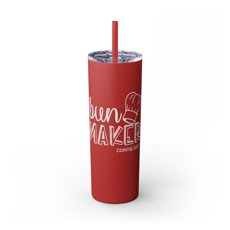 Bun Baker and Bun Maker New Dad and Future Mom Shirts Skinny Tumbler with Straw, 20oz