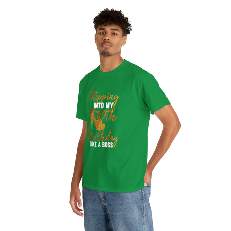 Shirt Funny Stepping Into My 60th Birthday Sassy Milestone Golden T-Shirt Unisex Heavy Cotton Tee