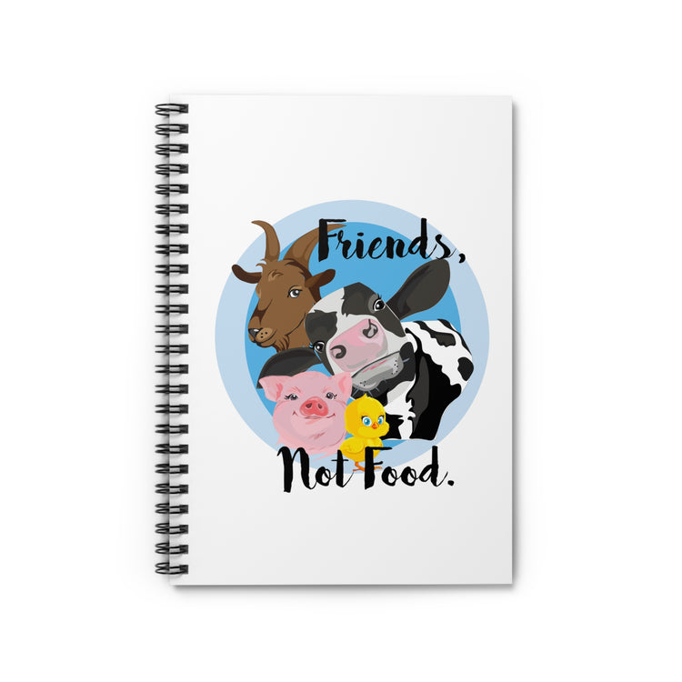 Friends Not Food Men Women Spiral Notebook - Ruled Line