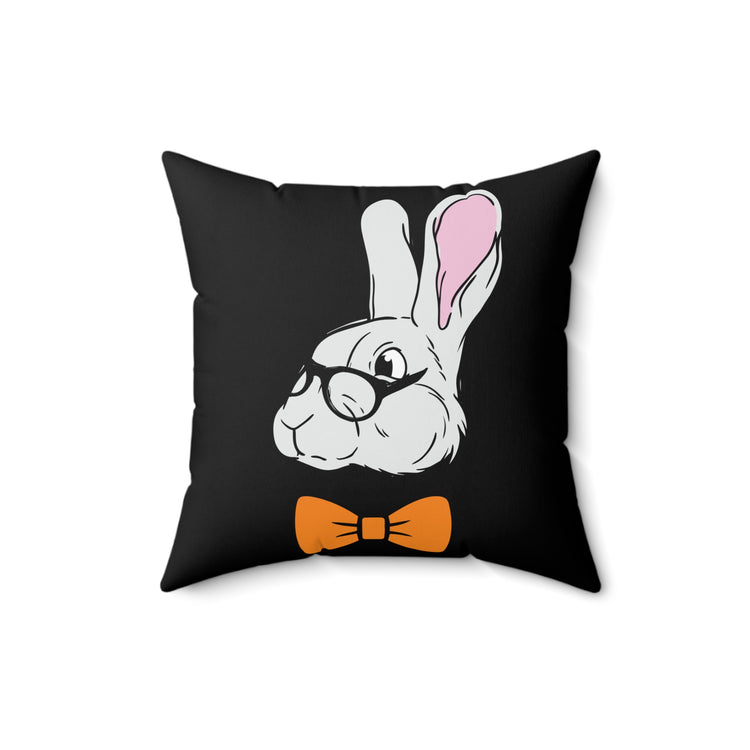 Funny Christian Egg Hunting Brainy Nerd Bunny Spun Polyester Square Pillow