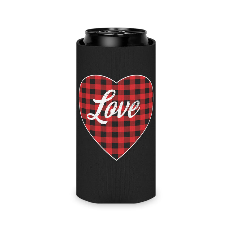 buffalo plaid heart Can Cooler