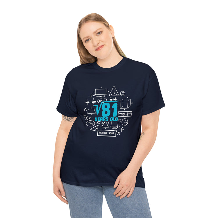 Shirt Funny Square Root 9th Birthdays Graphic Math Geek Numerical T-Shirt Unisex Heavy Cotton Tee