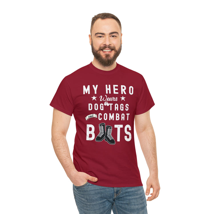 Shirt Funny My Soldier Wears Dog Tag Boots Quote Military Patriotic T-Shirt Unisex Heavy Cotton Tee