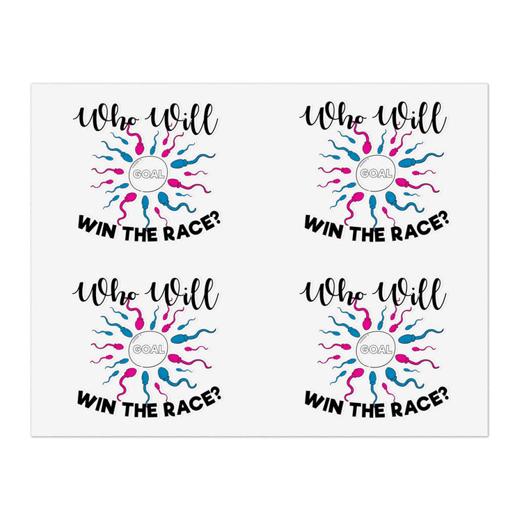 Who Will Win The Race Funny Gender Announcement Shirt Sticker Sheets