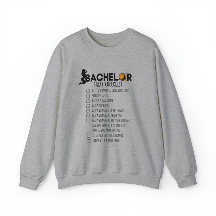 Novelty Bachelors Funny Bridal Marriage Checklist Line Unisex Crewneck Sweatshirt