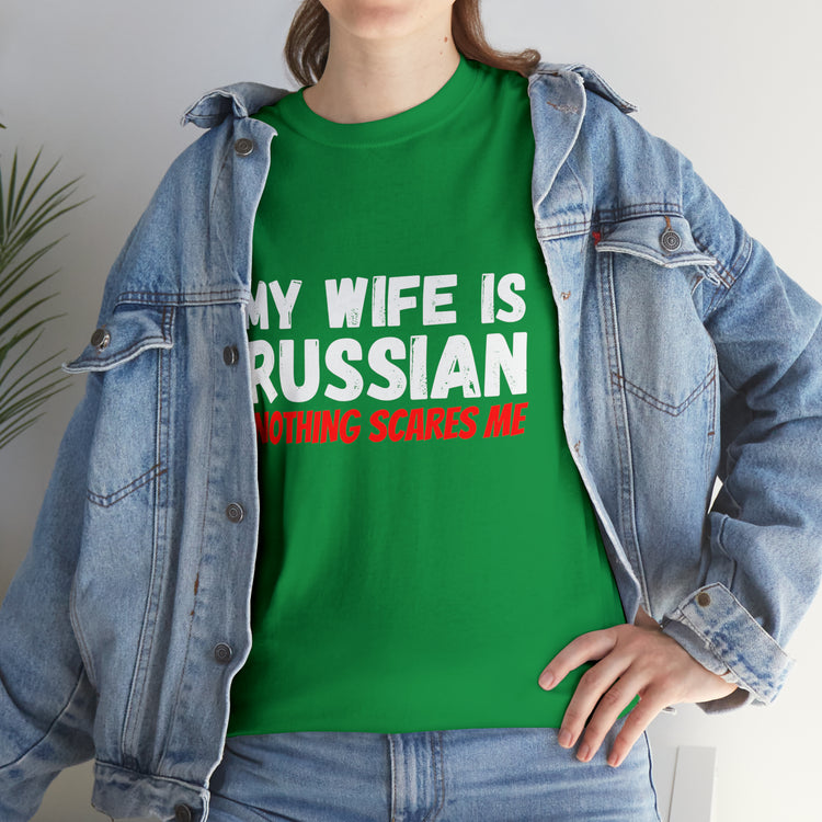 Shirt Funny My Wife's Russian Introvert Sayings Heritage Spouse T-Shirt Unisex Heavy Cotton Tee