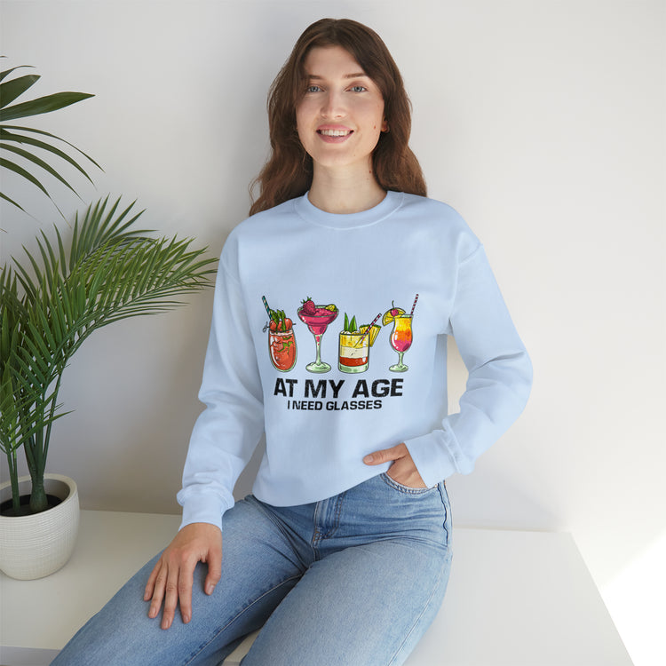 Funny At My Age I Glasses Bartender Mixologist Beverage Unisex Crewneck Sweatshirt