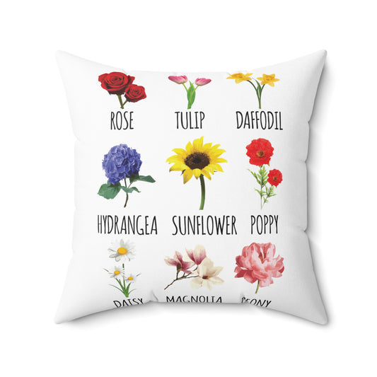 Humorous Planting Illustration Leaves Definition Plant Flowers Spun Polyester Square Pillow