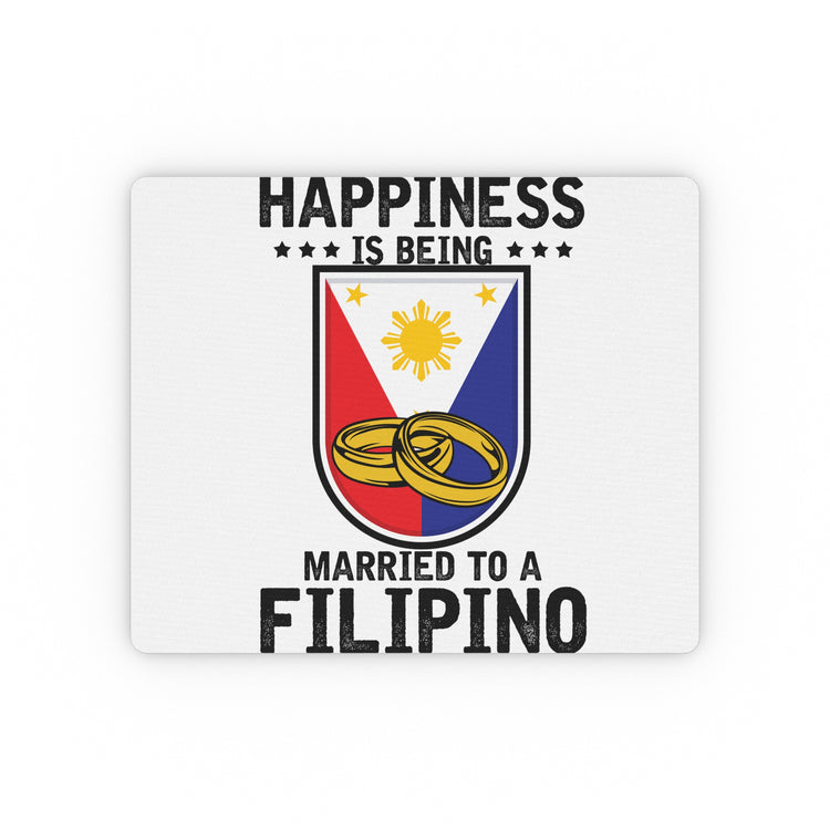 Humorous Happiness Is Married To Filipino Asian Wife Husband Novelty Marriage Nationalistic Philippines Flag Rectangular Mouse Pad