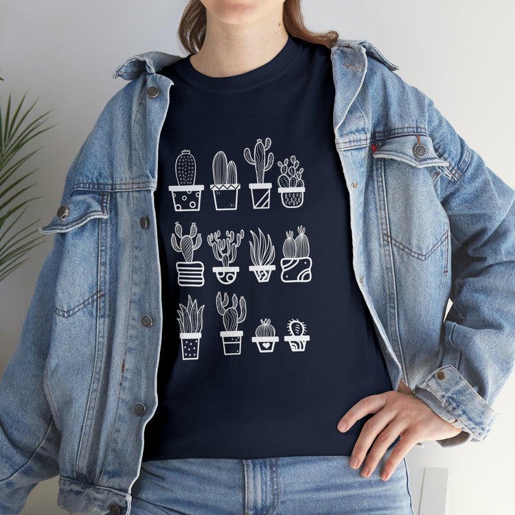 Shirt Funny Cactus Gardening Miniature Flowers Repotting Garden T-Shirt Unisex Heavy Cotton Tee