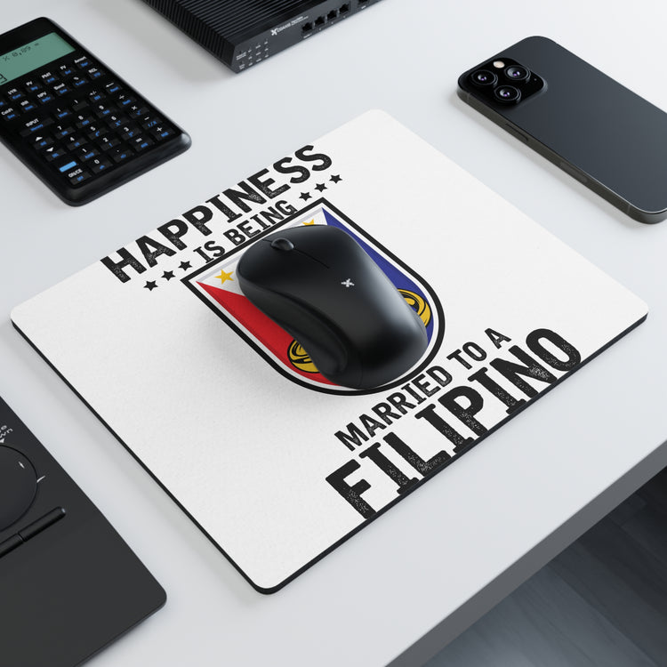 Humorous Happiness Is Married To Filipino Asian Wife Husband Novelty Marriage Nationalistic Philippines Flag Rectangular Mouse Pad