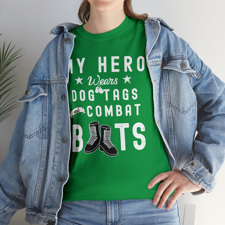 Shirt Funny My Soldier Wears Dog Tag Boots Quote Military Patriotic T-Shirt Unisex Heavy Cotton Tee