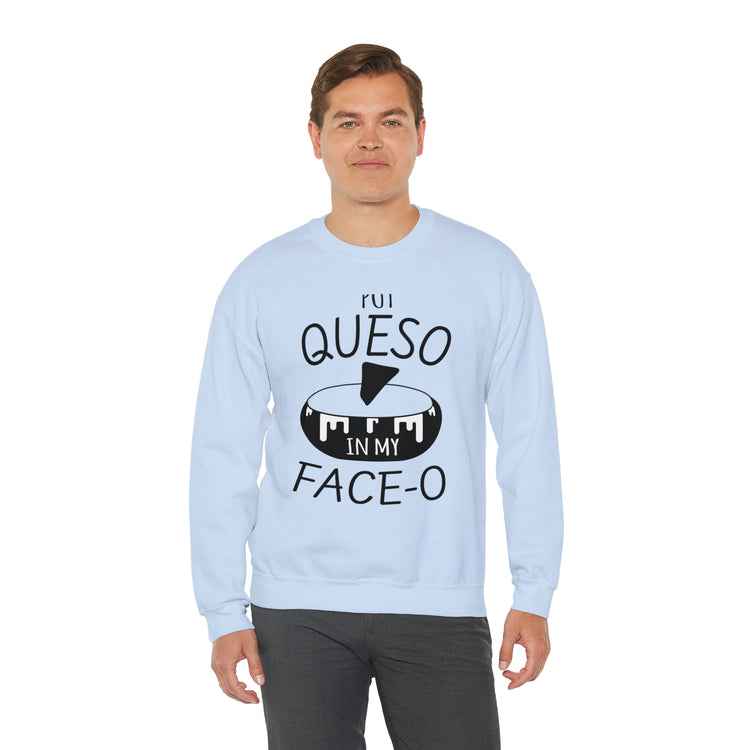 Humorous Mexican Queso Enthusiasts Food Illustration Gags Unisex Crewneck Sweatshirt