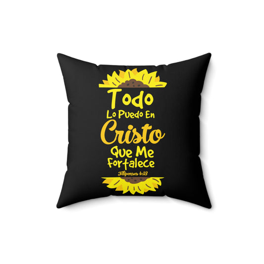 Spanish Verses Motivational Cute Mexican Worshipper Spun Polyester Square Pillow