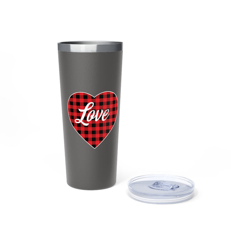 buffalo plaid heart 2 Copper Vacuum Insulated Tumbler, 22oz