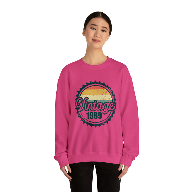 Vintage Thirties Birthday Distressed Illustration Funny Mockery Unisex Crewneck Sweatshirt