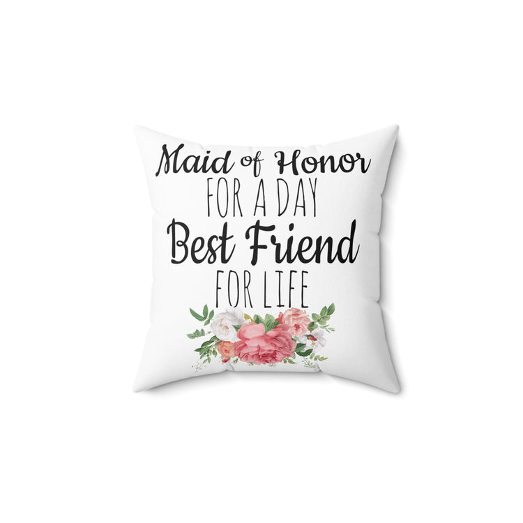 Humorous Bridal Besties Wedding Festivities Statements Pun Spun Polyester Square Pillow