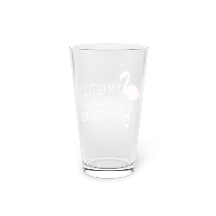 Humorous Bridal Entourages Flamingoes Illustration Puns Hilarious Bridesmaids Flocks Graphic Saying Gag Pint Glass, 16oz