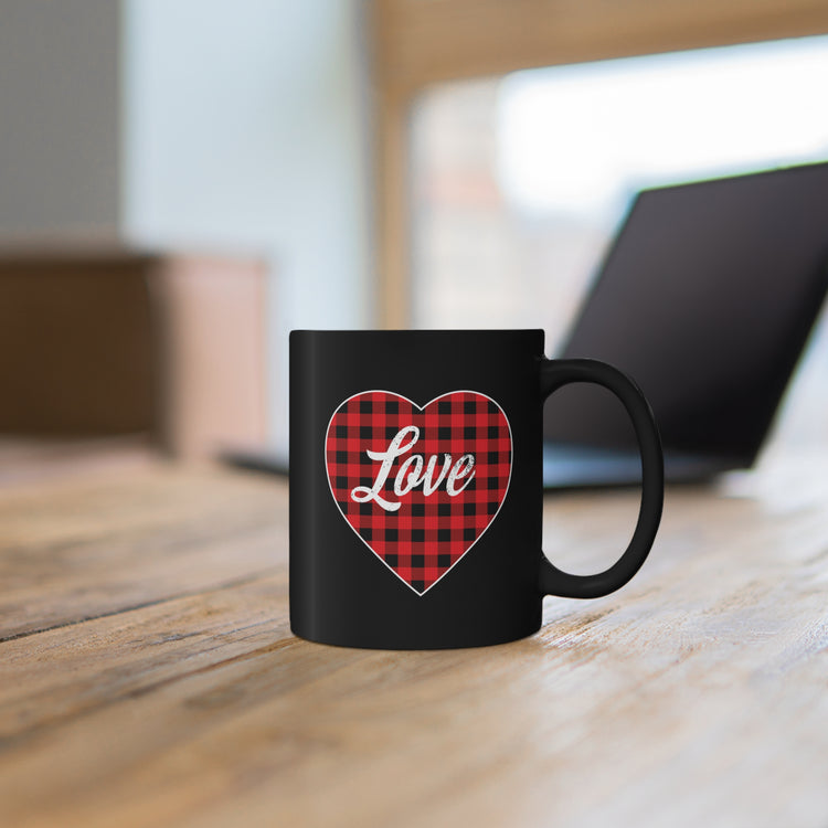 buffalo plaid heart 2 Black mug 11oz